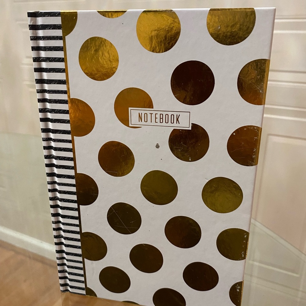 Brand New Hard Cover Gold Polka Dot Notebook 6x8.5”
